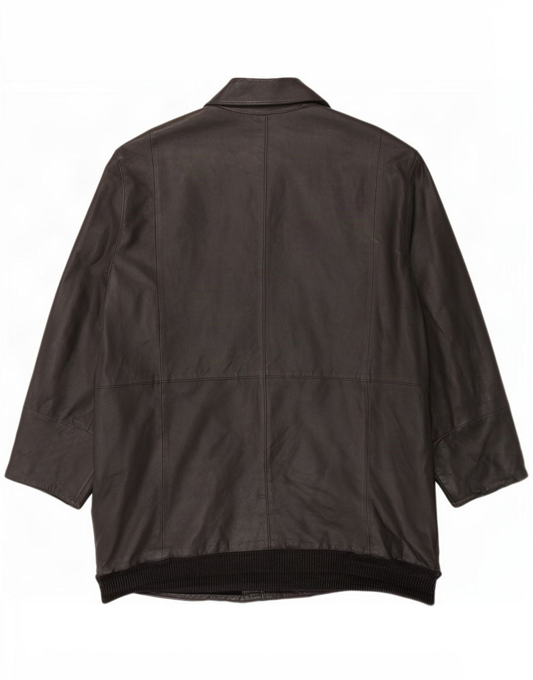 Vintage hombres cuero abrigo Reino Unido 42 XL negro