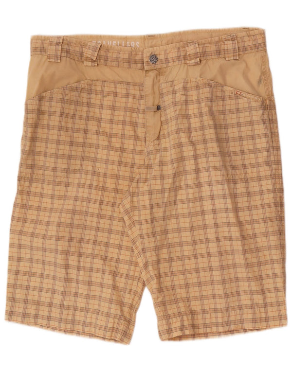 Cape Horn Pantalones cortos chinos regulares para hombre W38 XL Algodón a cuadros beige