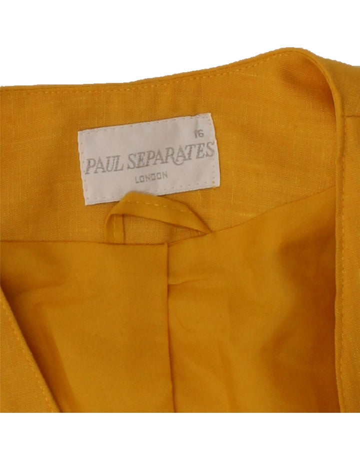 PAUL SEPARATES Womens Double Breasted Blazer Jacket UK 16 Large  Yellow Vintage Paul Separates and Second-Hand Paul Separates from Messina Hembry 