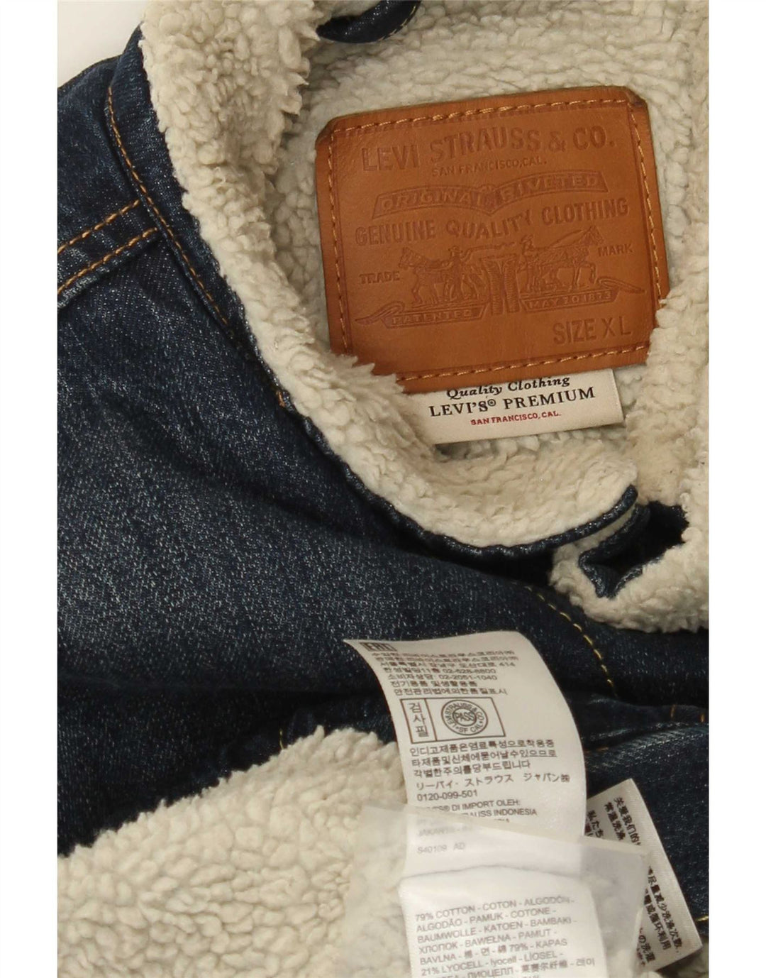 Levi's Chaqueta vaquera Sherpa para hombre UK 42 XL Algodón azul