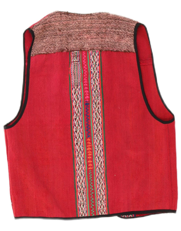 Vintage mujer chaleco Reino Unido 12 medio rojo geométrico