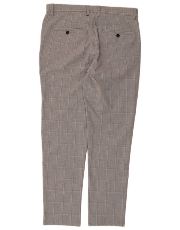 Zara Mens Slim Chino Pantalones EU 40 Medium W31 L28 Grey Check