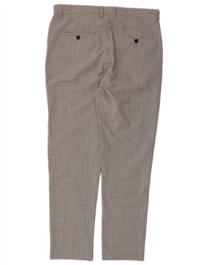 Zara Mens Slim Chino Pantalones EU 40 Medium W31 L28 Grey Check