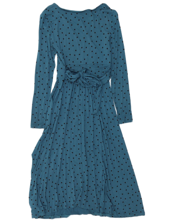 BODEN Vestido largo de manga larga para mujer UK 8 Small Viscosa de lunares azules