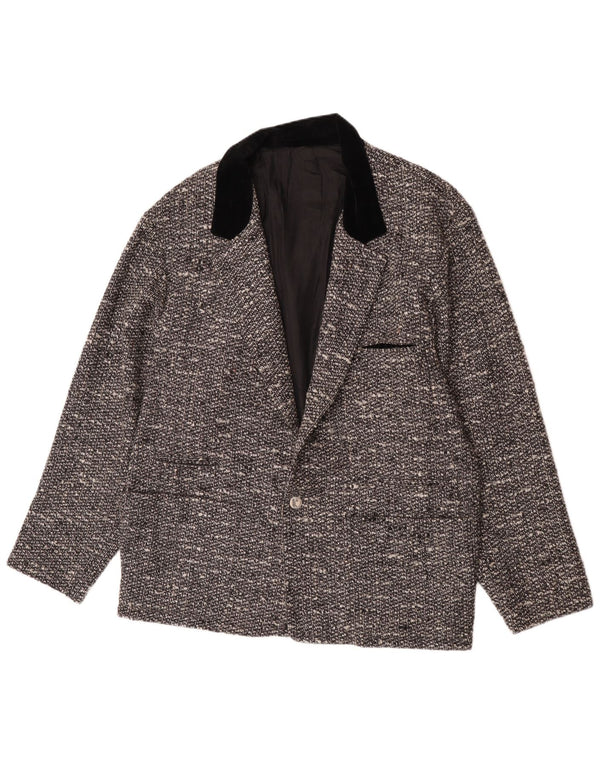 Vintage hombres 1 botón Blazer chaqueta Reino Unido 40 grande gris moteado