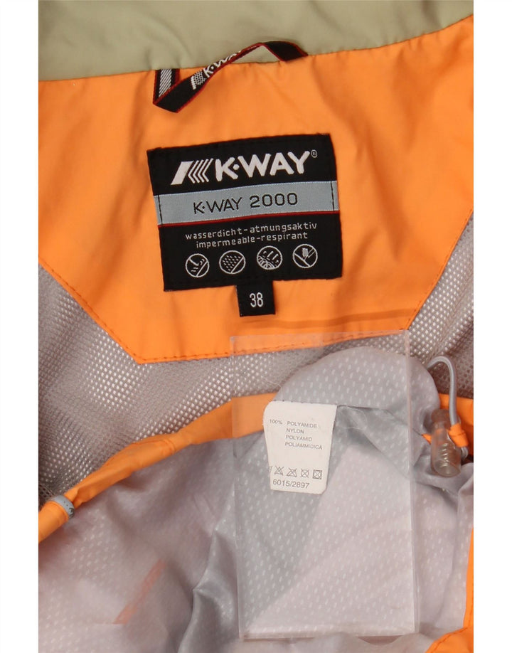 K-WAY Womens Hooded Rain Jacket EU 38 Medium Orange Polyamide