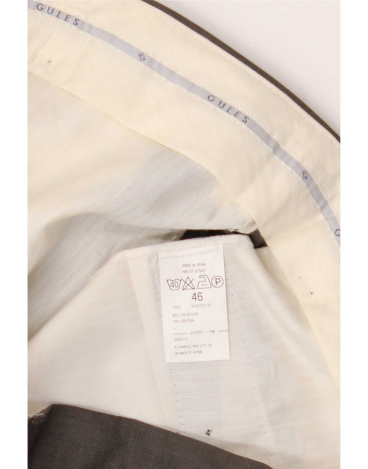 Pantalones de traje vintage para hombre W38 L29 Poliéster gris