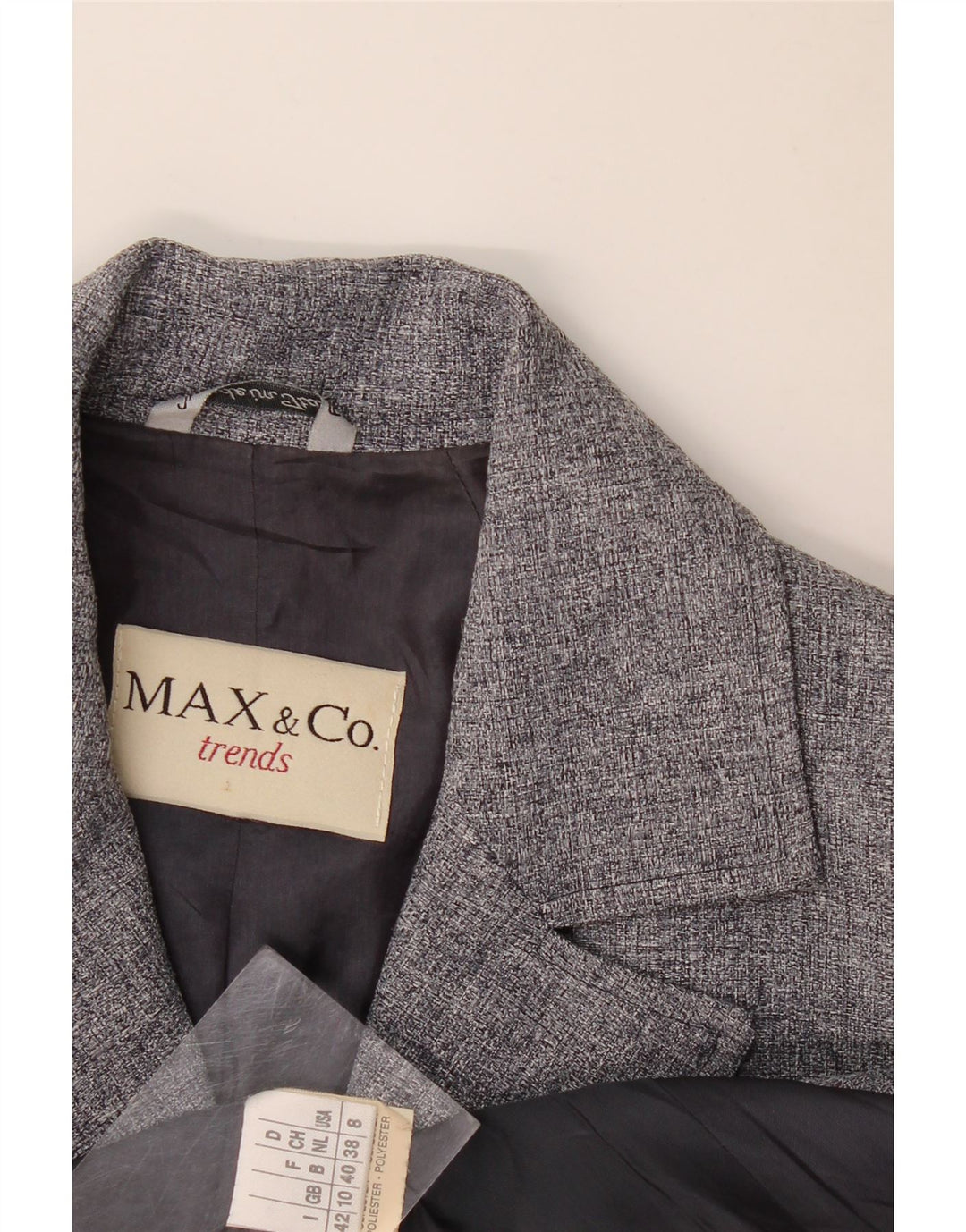 Max & Co. Chaqueta tipo blazer de 4 botones para mujer UK 10 Small Grey Poliéster