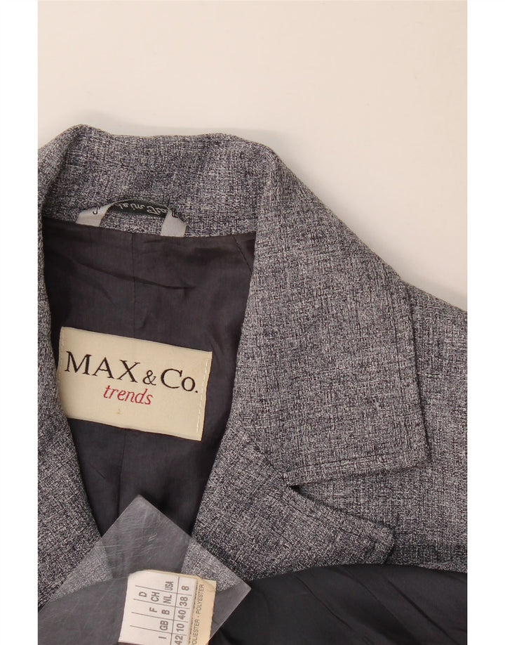 Max & Co. Chaqueta tipo blazer de 4 botones para mujer UK 10 Small Grey Poliéster