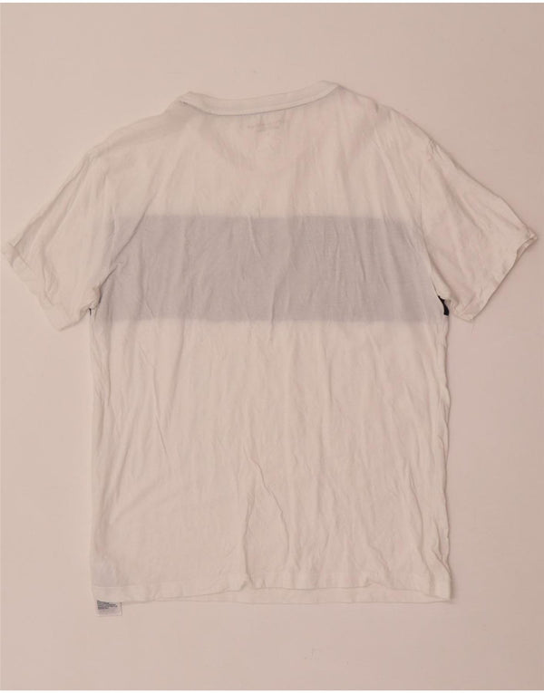 Tommy Hilfiger Camiseta gráfica para hombre Top mediano de algodón con bloques de color blanco