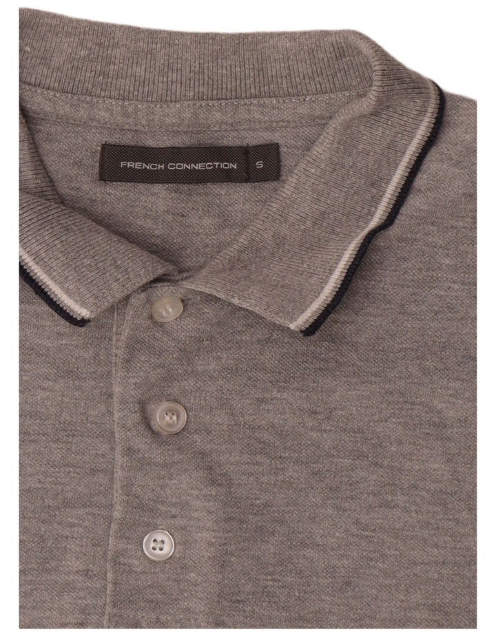 French Connection Polo para hombre pequeño de algodón gris