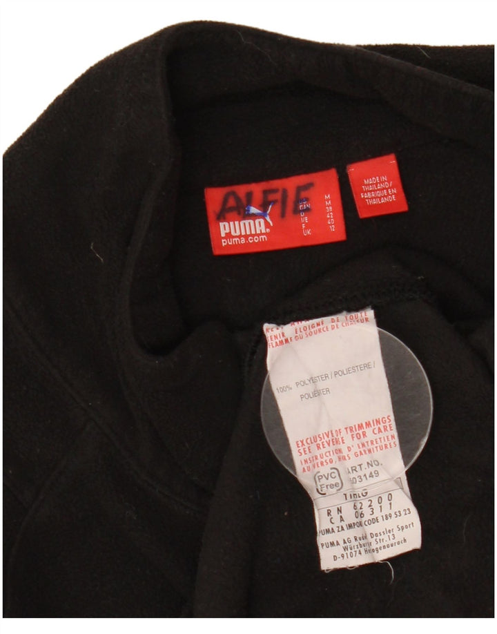 Puma Mujer Zip Neck Fleece Jumper UK 12 Mediano Negro Poliéster
