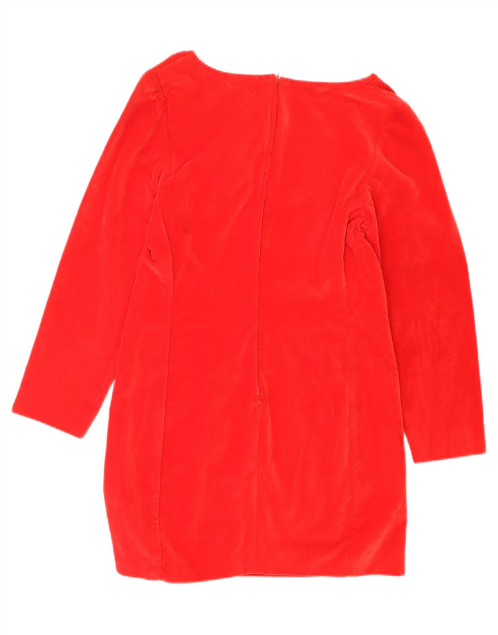 LUNE Womens Velvet 3/4 Sleeve Shift Dress UK 12 Medium Red Vintage Lune and Second-Hand Lune from Messina Hembry 