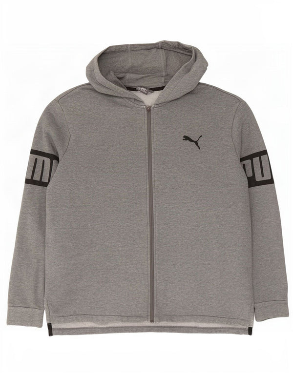 Puma Sudadera con capucha y cremallera gráfica para hombre XL Algodón gris