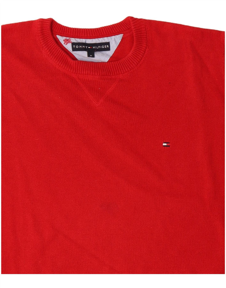 TOMMY HILFIGER Jersey de cuello redondo para hombre de algodón rojo medio