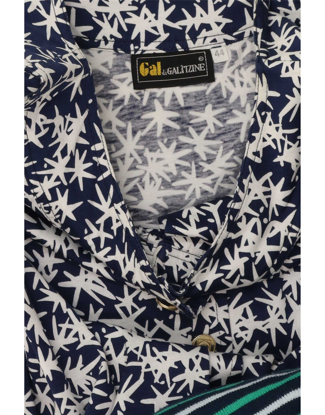 Blusa vintage para mujer Top IT 44 Medio Azul Marino Floral