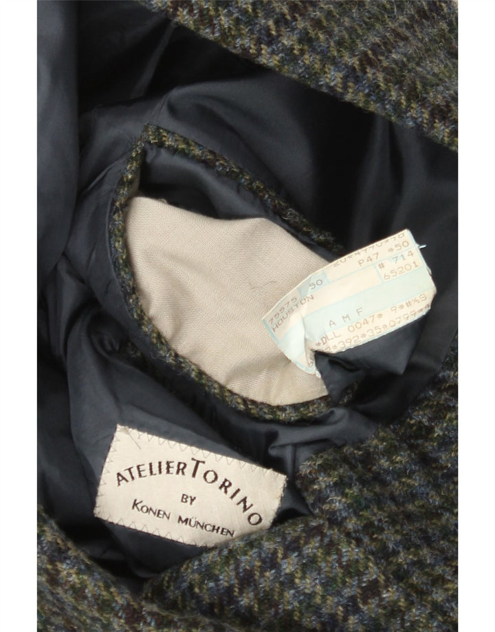 Konen Munchen Chaqueta tipo blazer de 3 botones para hombre EU 50 Large Green Houndstooth