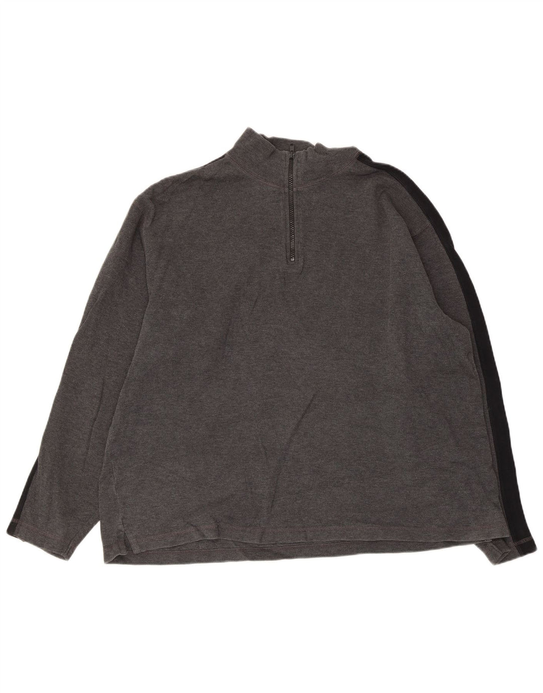 EDDIE BAUER Sudadera con cuello y cremallera para hombre, jersey grande de algodón gris con bloques de color