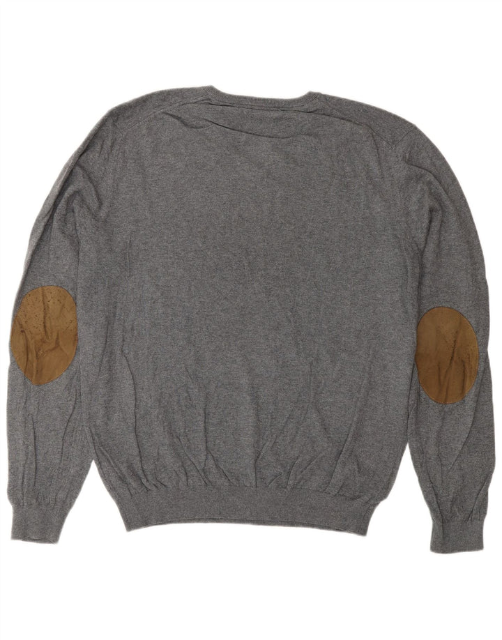 Massimo Dutti Jersey Hombre Cuello Pico XL Gris Algodón