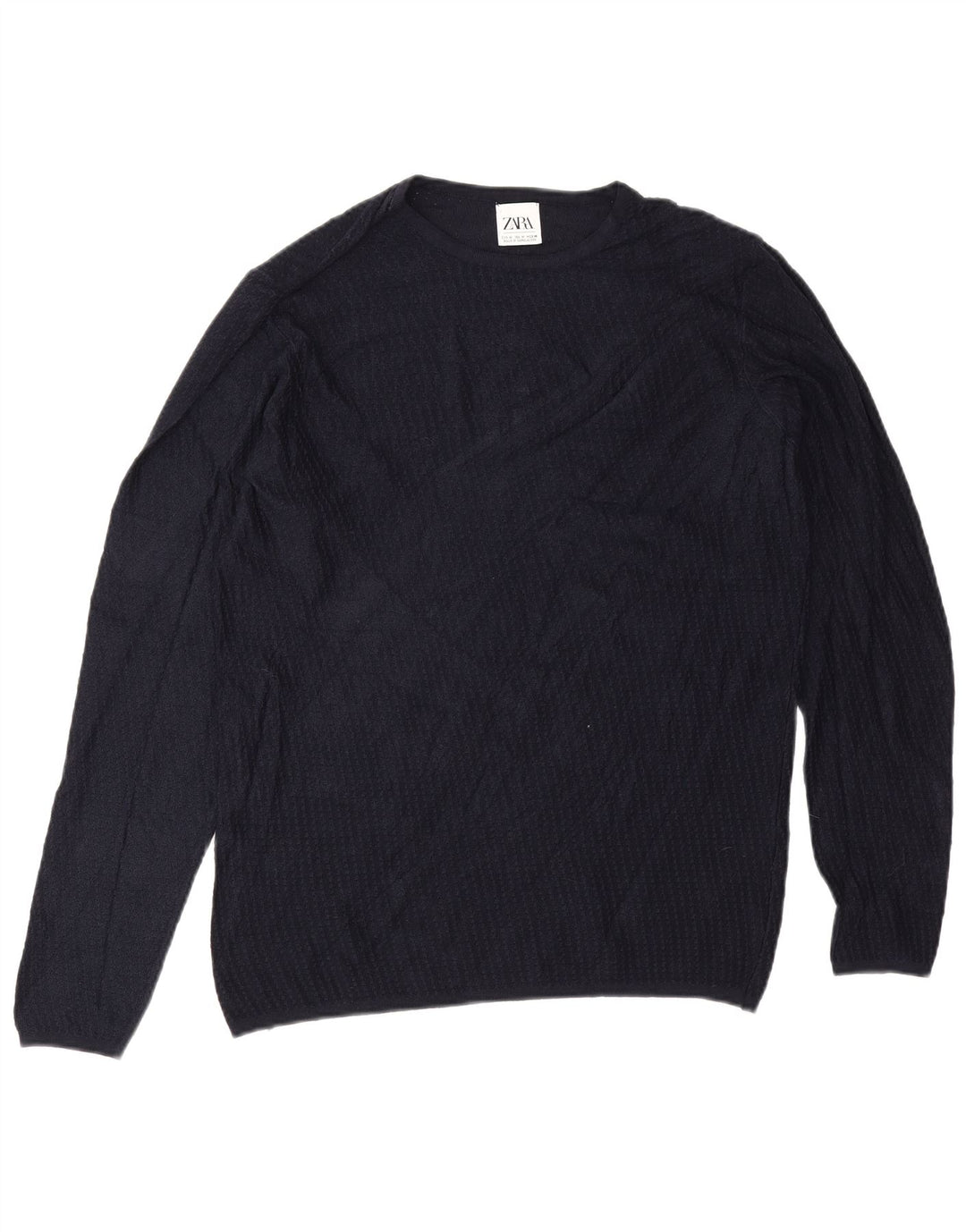 Zara Hombre Jersey Cuello Redondo Viscosa Azul Marino Medio