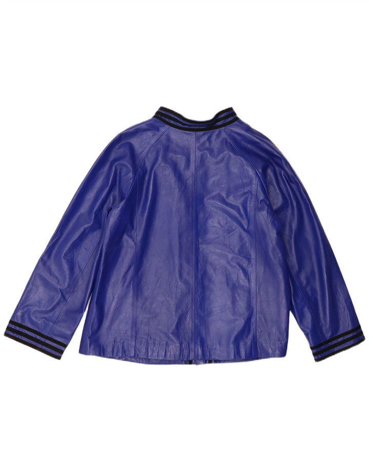 Vintage mujer chaqueta de cuero Reino Unido 14 cuero azul medio