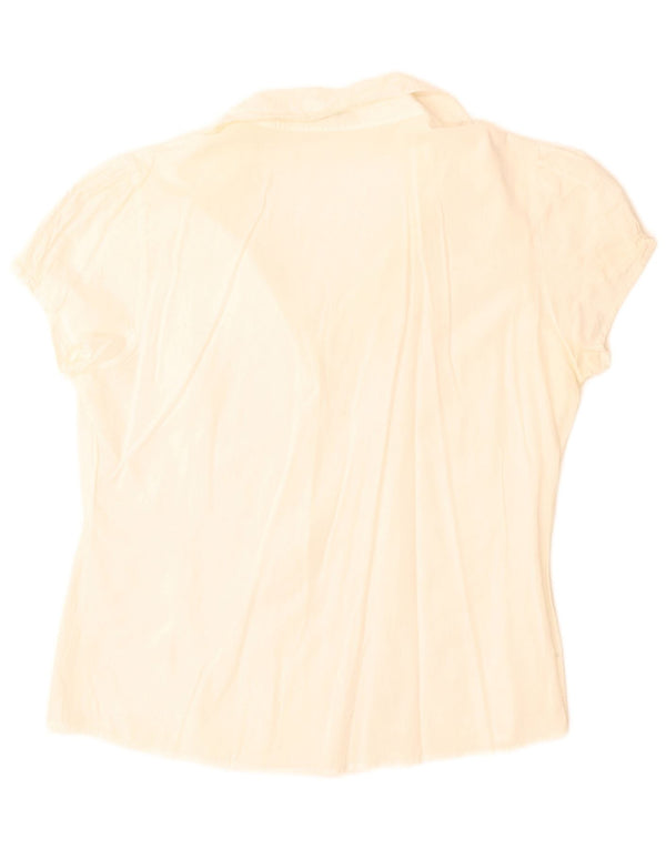 Benetton Blusa Camisera De Manga Corta Mujer UK 46 Large Blanco