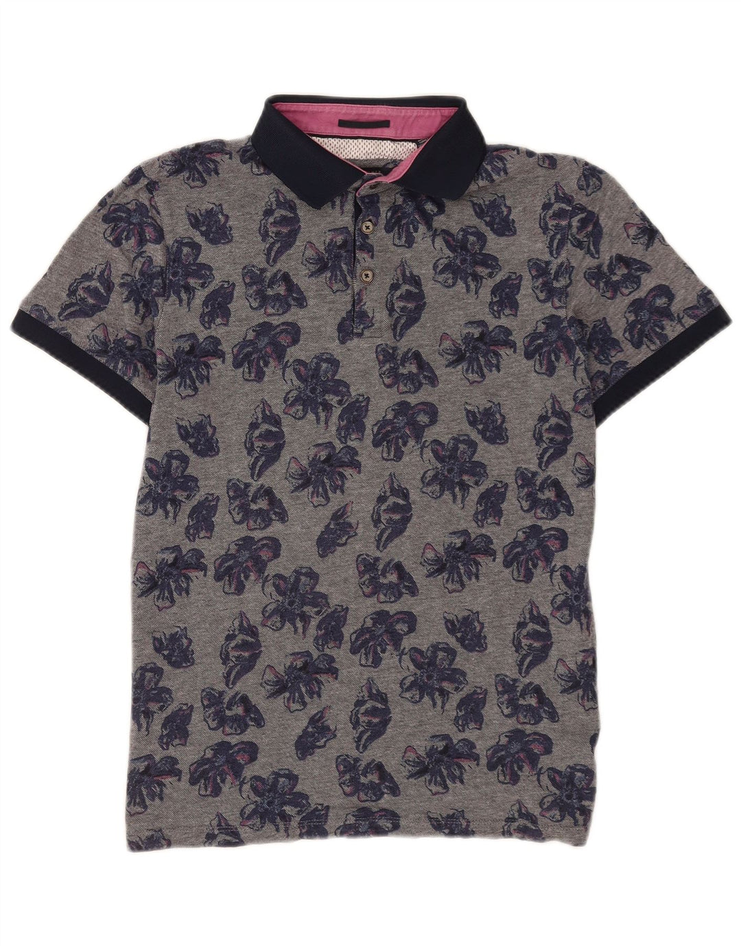 Ted Baker - Polo para hombre, talla 4, algodón floral gris grande