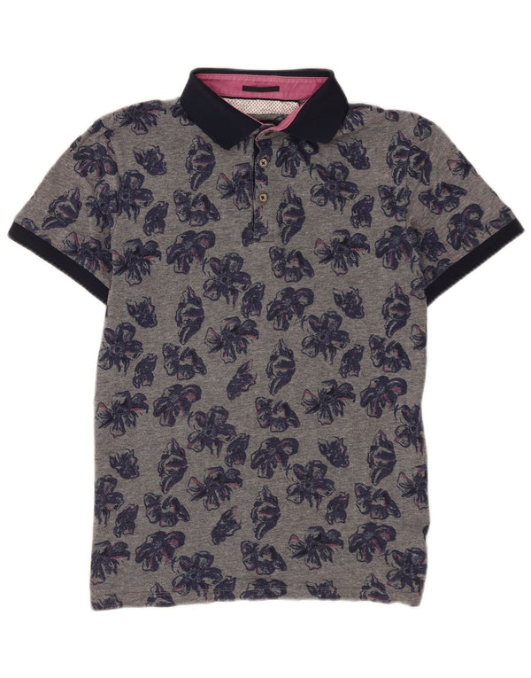 Ted Baker - Polo para hombre, talla 4, algodón floral gris grande