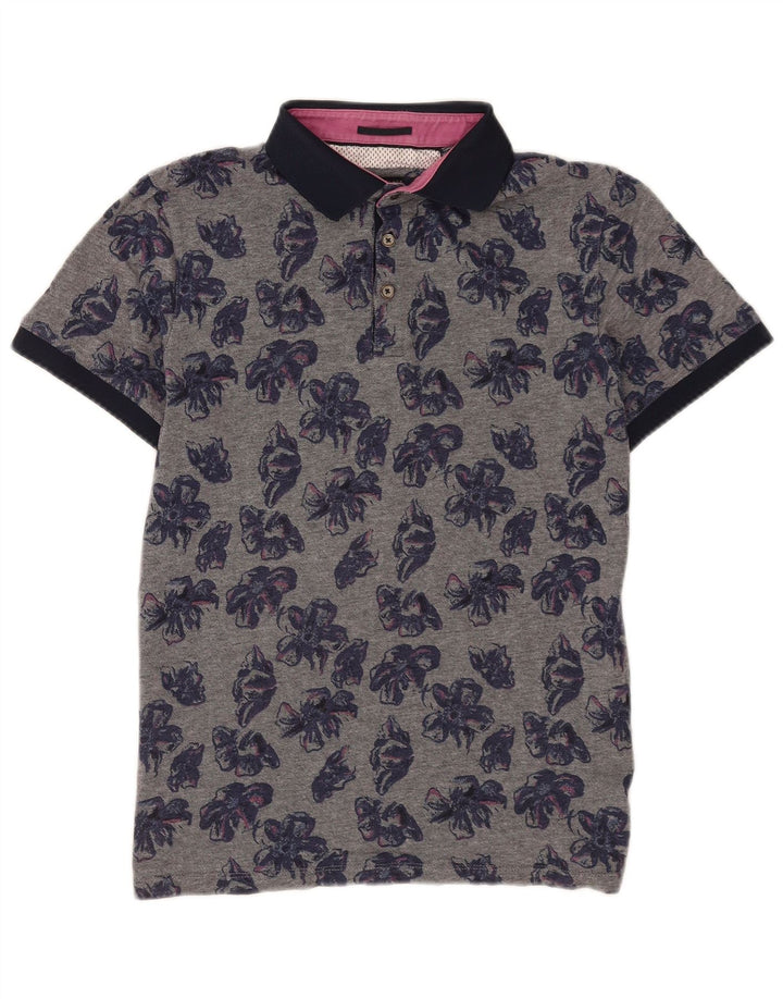 Ted Baker - Polo para hombre, talla 4, algodón floral gris grande