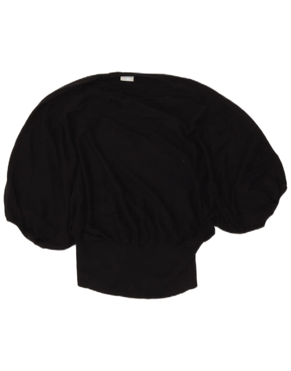 Oasis Jersey de Manga Corta con Cuello Barco para Mujer UK 10 Small Black Cotton