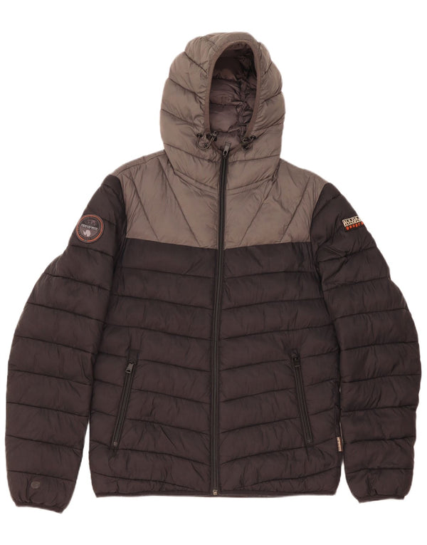 Napapijri Chaqueta acolchada con capucha para hombre UK 38 Medium Black Colourblock