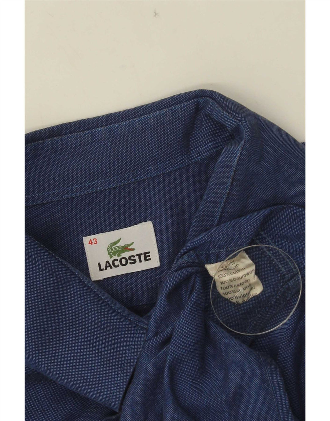 Camisa Lacoste Hombre Talla 43 Algodón Azul Grande