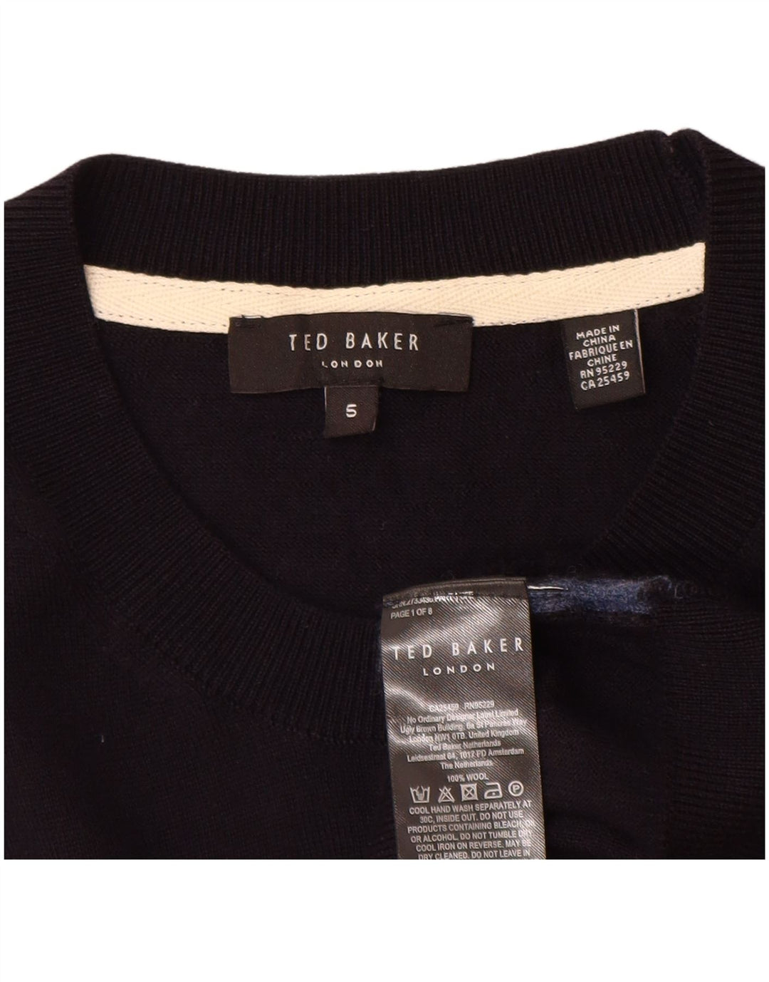 Ted Baker - Jersey de cuello redondo para mujer, talla 5 XL, lana azul marino