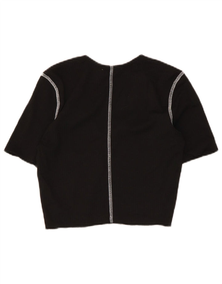 Zara Mujer Blusa Corta Top UK 8 Small Negro