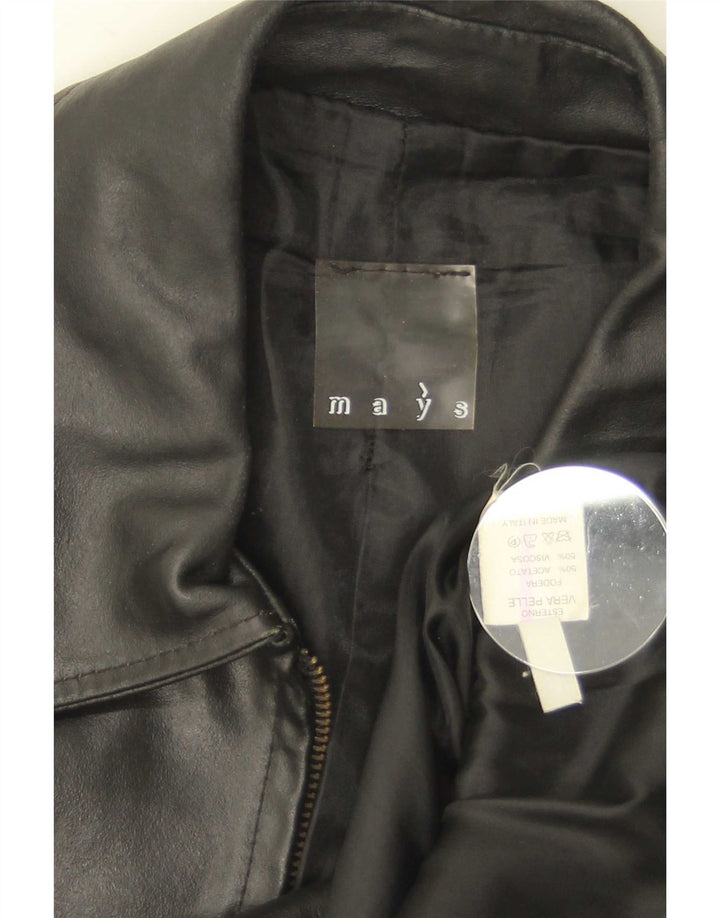 Mays Chaqueta de cuero para hombre IT 46 Small Cuero negro