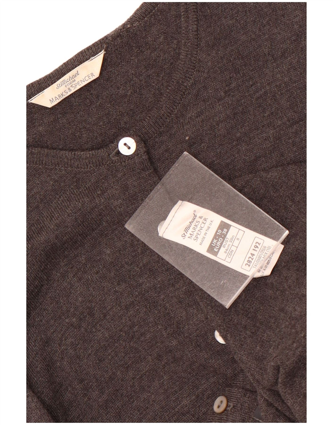 Marks & Spencer - Cárdigan para mujer, talla 10, color gris, lana virgen