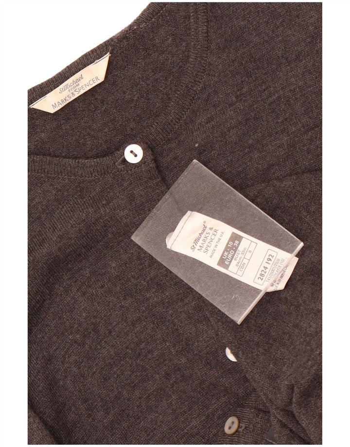 Marks & Spencer - Cárdigan para mujer, talla 10, color gris, lana virgen