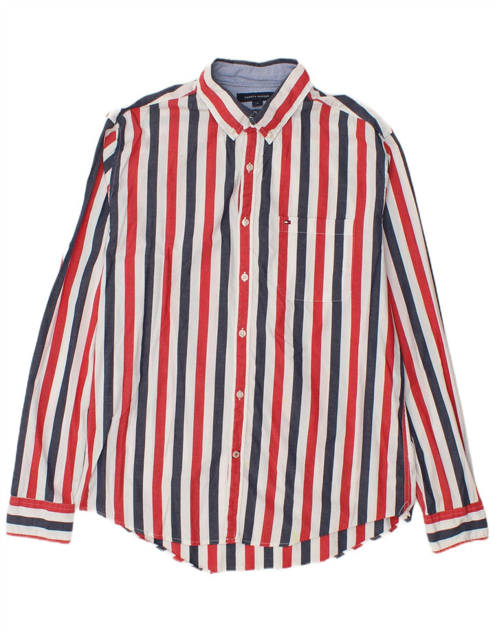 Camisa Tommy Hilfiger Slim Fit de algodón a rayas multicolor grande para hombre