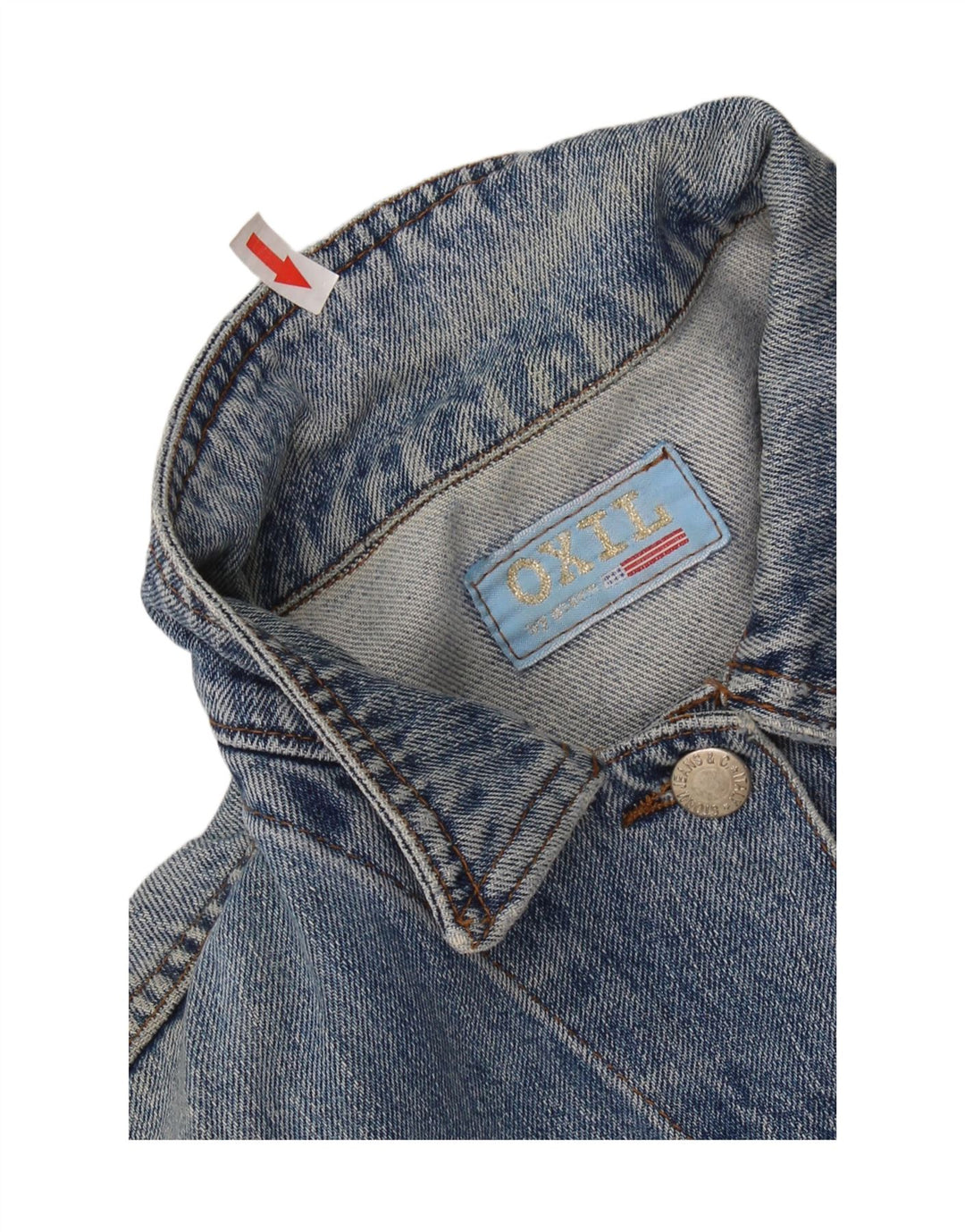VINTAGE Mujer Crop Denim Chaqueta Reino Unido 14 Azul Medio