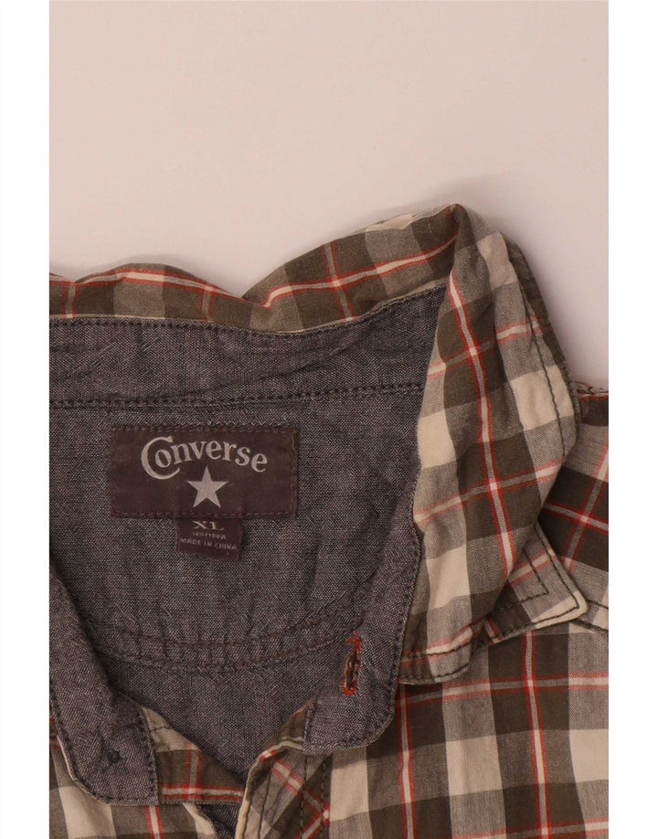 Camisa Converse Hombre XL Caqui Cuadros Algodón