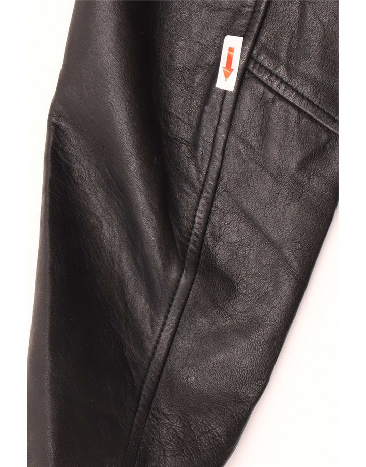 Heeli Chaqueta Blazer de Cuero con 5 Botones para Mujer UK 46 Grande Negro