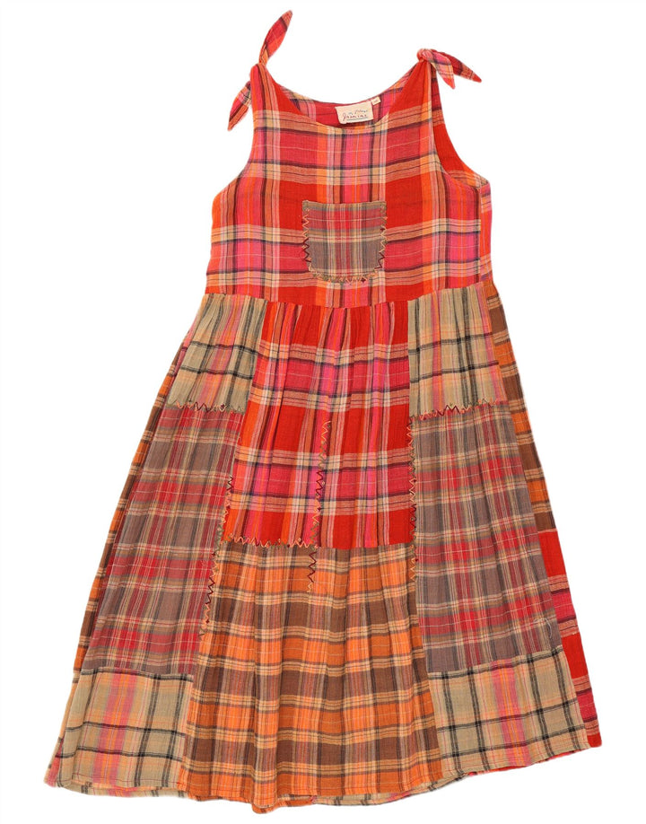 Vintage mujer A-Line vestido Reino Unido 14 medio multicolor patchwork algodón