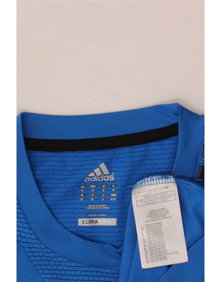 Adidas Hombre Climacool Camiseta Top Azul Medio Colorblock Poliéster