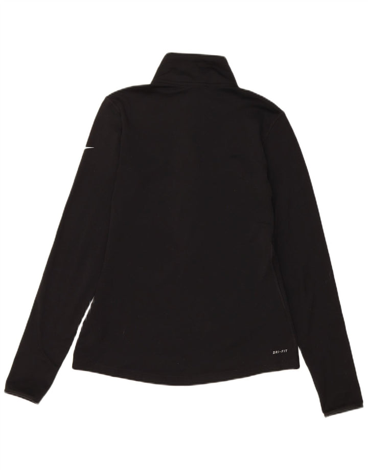 NIKE Womens Dri Fit Zip Neck Pullover Tracksuit Top UK 12 Medium Black