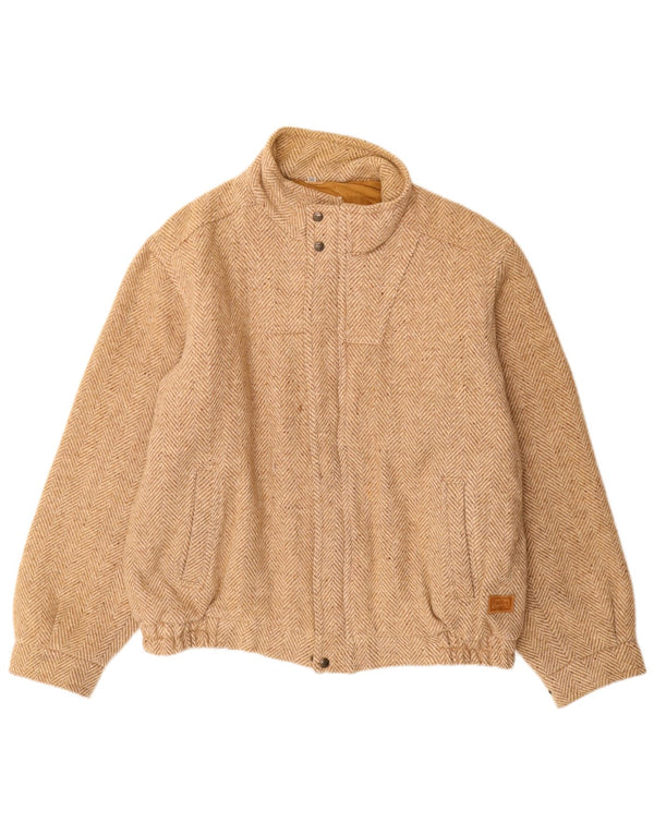 Faciba Chaqueta bomber para hombre IT 50 Large Lana virgen en espiga beige