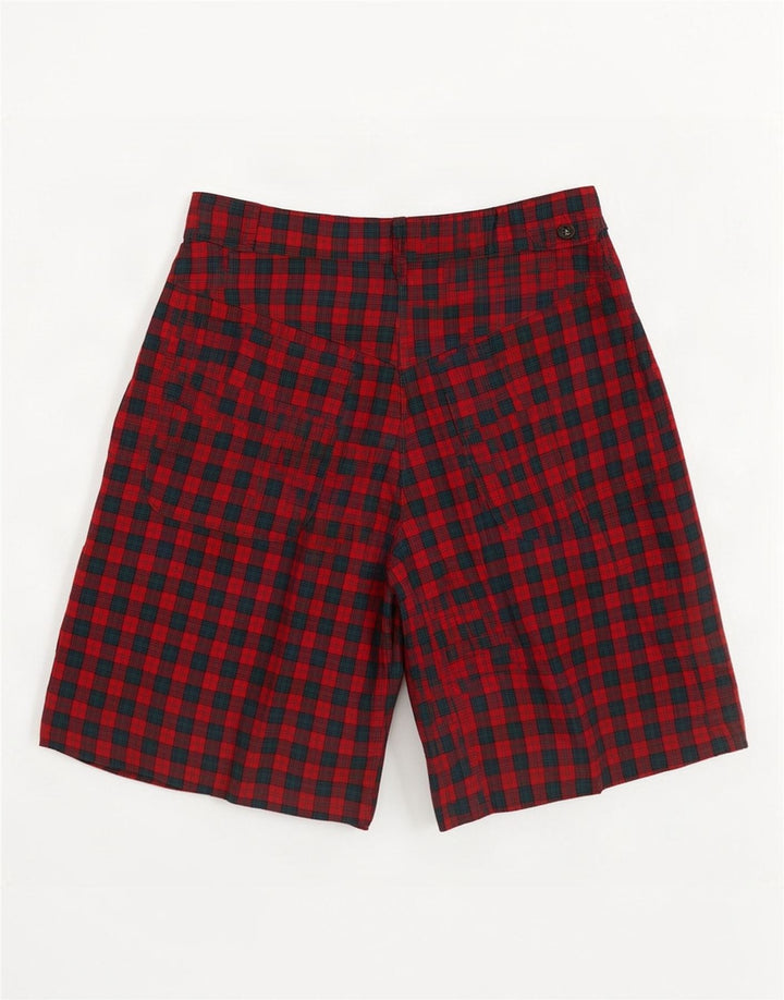 Sergio Tacchini Pantalones cortos chinos de cintura alta para mujer IT 44 Medium W26 Red Check