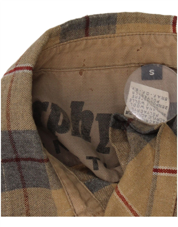 Murphy & Nye Camisa de franela para hombre Acrílico a cuadros beige pequeño