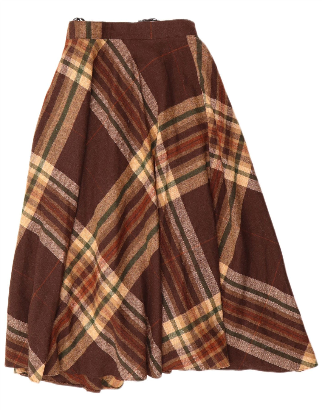 BETTY BARCLAY Falda acampanada de cintura alta para mujer W26 Small Brown Plaid