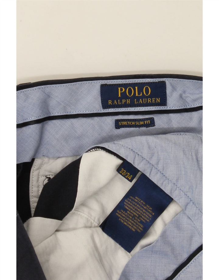 POLO RALPH LAUREN Pantalones de traje elásticos y ajustados para hombre W33 L34 Azul marino