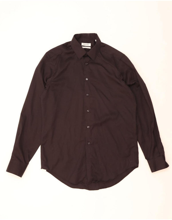 Calvin Klein Camisa Slim Fit para Hombre Talla 15 1/2 Mediana Negra